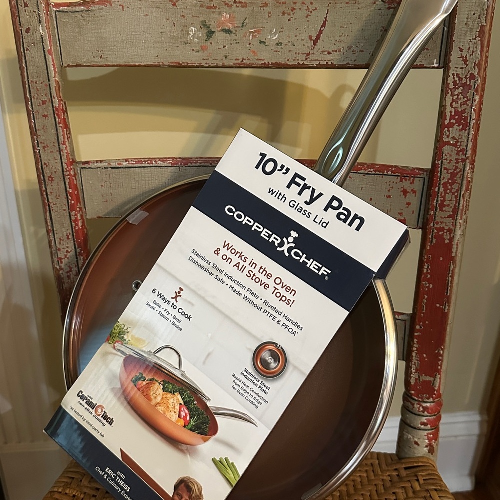 10" Fry Pan with Glass Lid - Brown